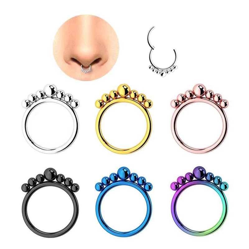 

1PC Surgical Steel 16g Bead Hinged Daith Clicker Hoop Seamless Ring Helix Daith Septum Piercing Earring Nose Ring Hoop Labret