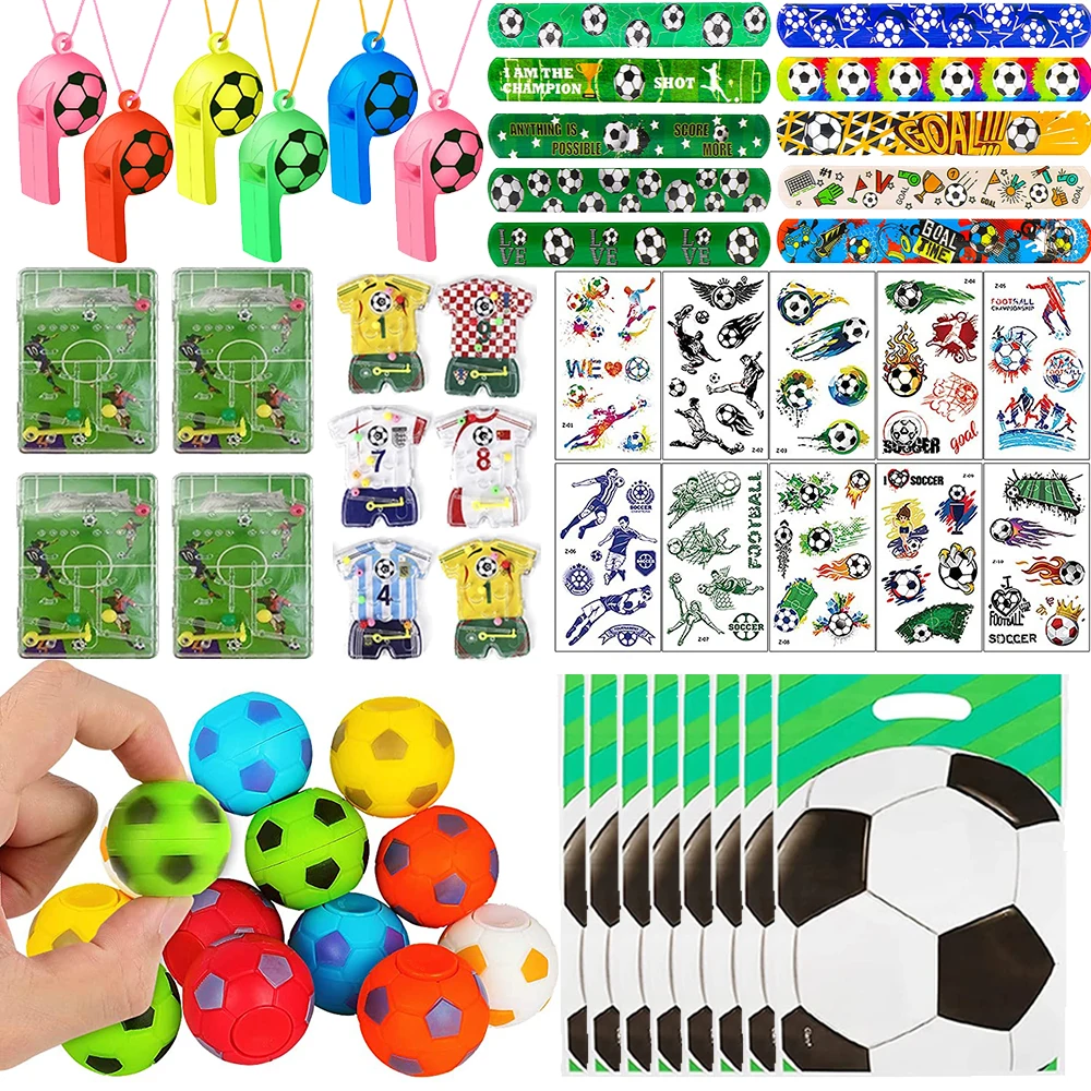 

80pc Football Party Favors Set Including Soccer Maze Toys Whistle Fidget Spinner Bracelet Tattoo Sticker Birthday Party Supplies