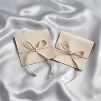 beige microfiber jewelry suede velvet jewelry small envelope bag with rope jewelry packaging pouch wedding favors gift party