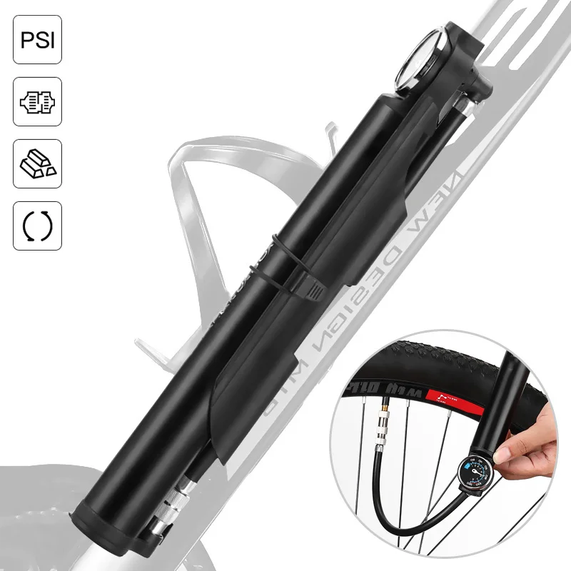 

Portable 120psi High Pressure Bike Air Electric Pump with Gauge Hose US FR Mouth Valve Adapter MTB Road Air Inflate Bicycle Pump
