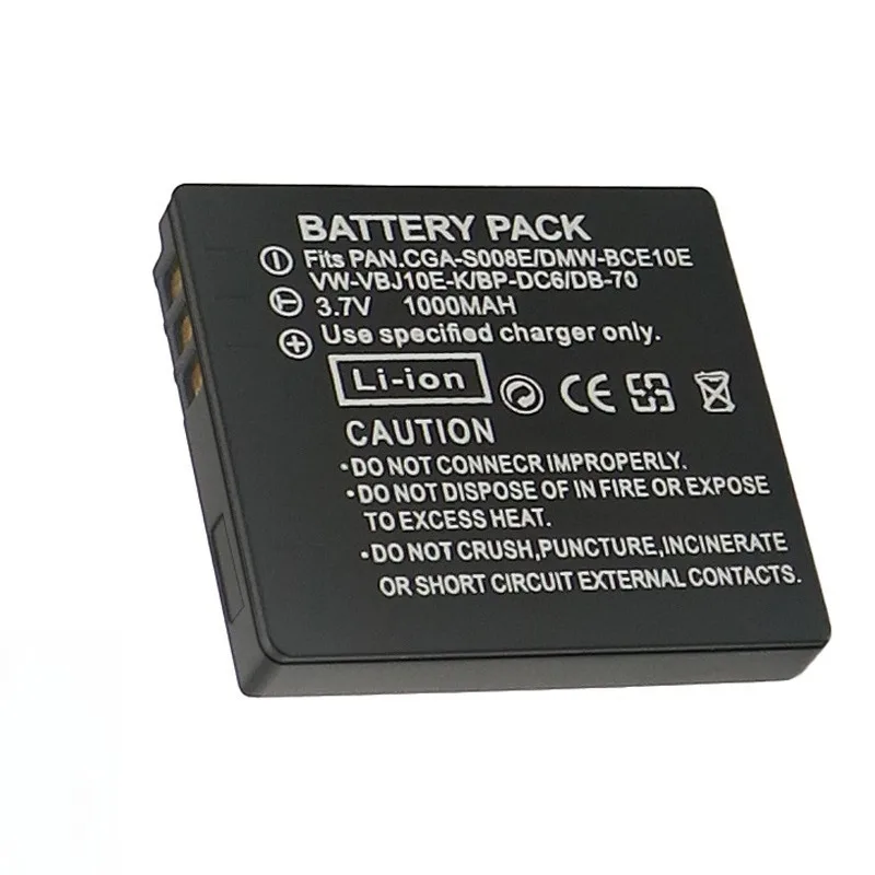Сменный аккумулятор DMW-BCE10E CGA-S008E 1000 мАч для Panasonic Lumix серии DMC, совместимый аккумулятор для камеры (art.: 3920d2d22b3ff) - 3920d2d22b3ff