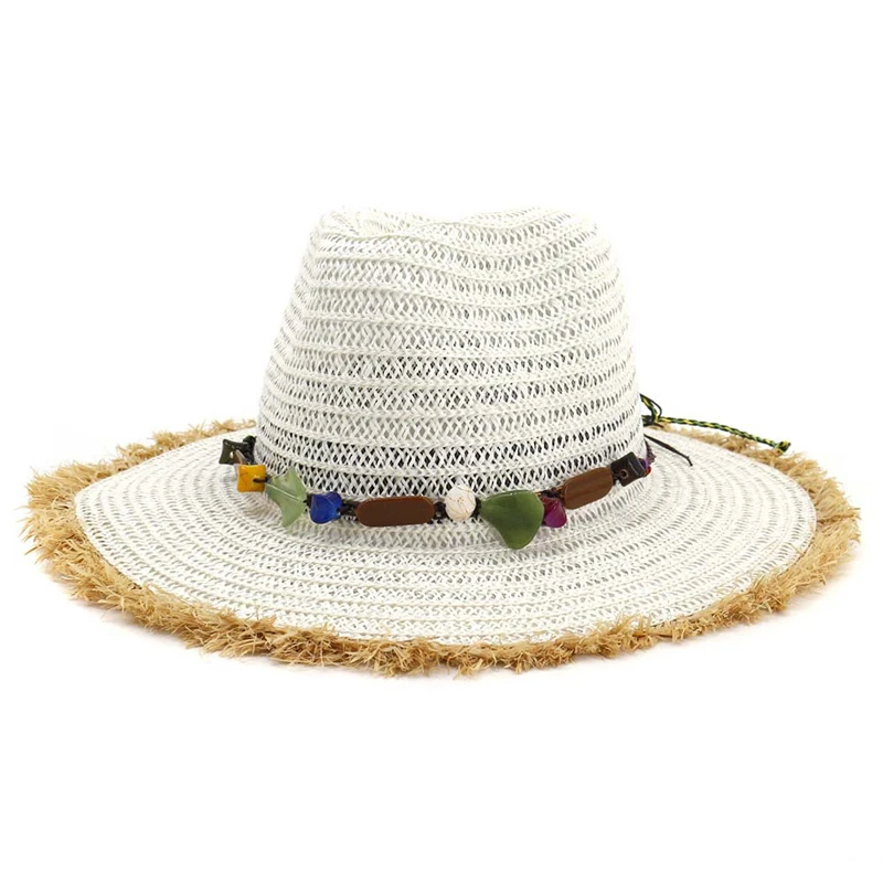 

Summer Wide Furry Brim Women Paper Straw Jazz Sun Hats Outdoor Beach Sunshade Hat Sun Protection Cap Unisex Breathable Sunhat