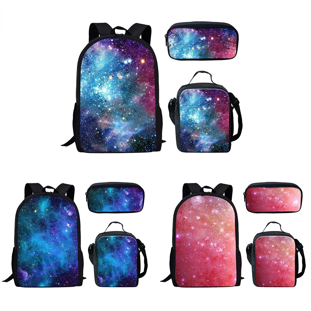 

Orthopedic Schoolbag 3pcs Set Galaxy/Starry Sky Printing Boys Girls Resistant 16 Inch Backpack Teens Mochilas