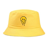egg liquid smiley college bucket hats cotton solid color smile face visor hats outdoor daily sun hat mannequin cap casual caps