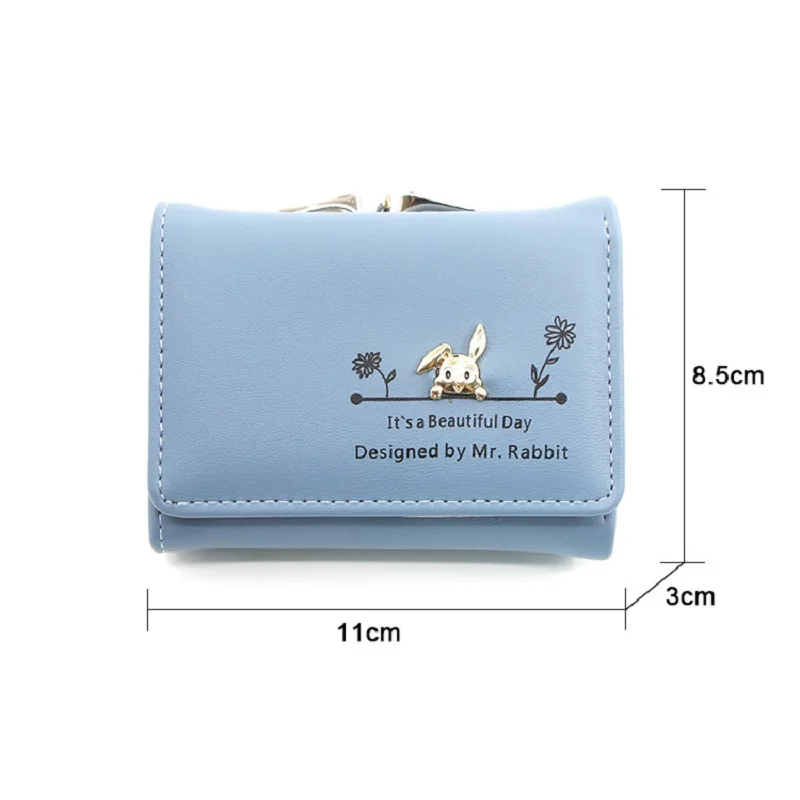 Leather Women Wallets Cute Wallet Fashion Short Student Coin Purse Card Holder Ladies Clutch Small Female Rabbit Money Bags images - 6