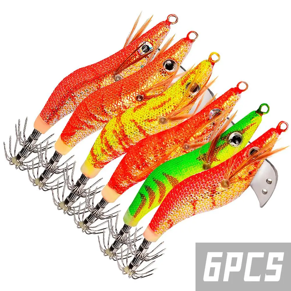 

6pcs 15g/12cm 6 Colors Shrimp Baits Lifelike 3d Eyes Fishing Lures With Glow Tail Fishing Gear