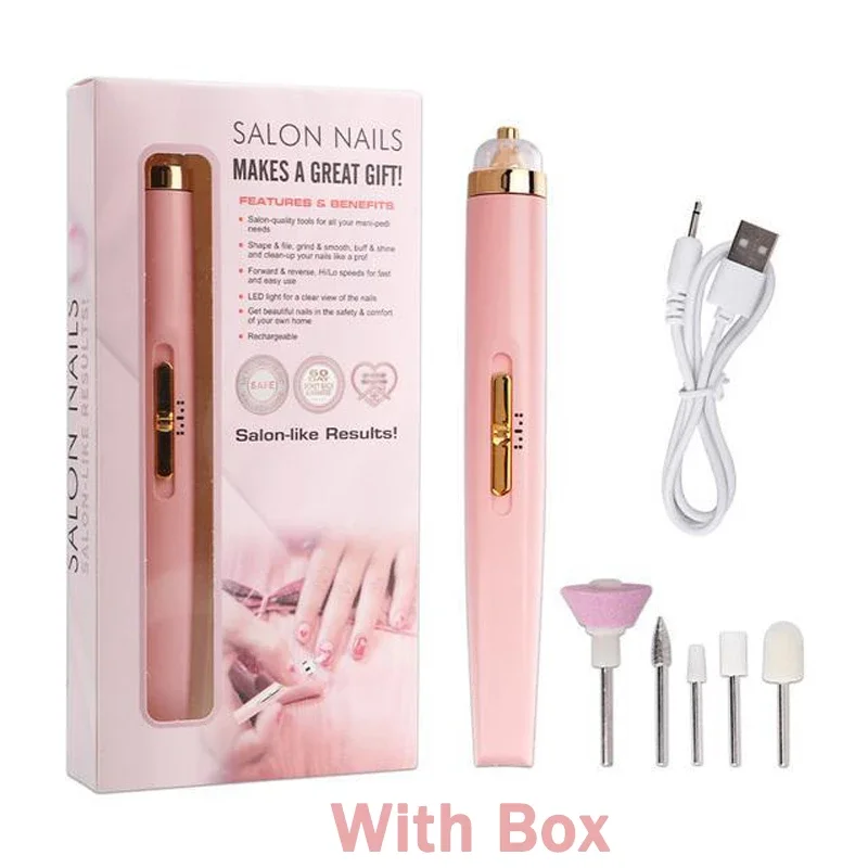 

Electric Nail Grinder Nail Polishing Machine With Light Portable Mini Electric Manicure Art Pen Tools With Box For Gel Removing