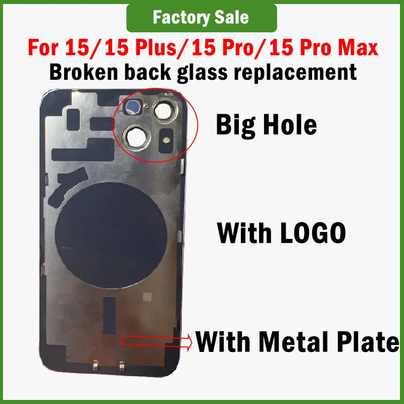 

For iphon 15 pro max back glass battery cover With Iron Plate 15 Plus broken back glass replacement Repair