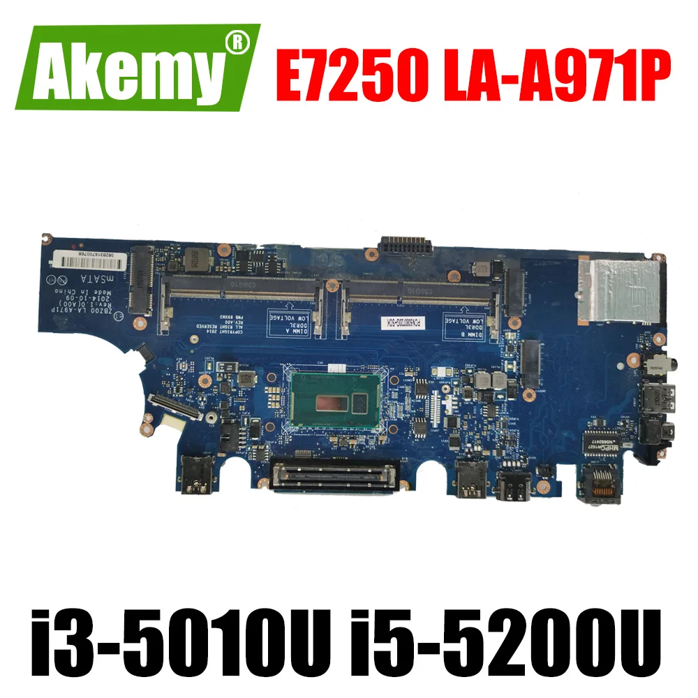 

For DELL Latitude E7250 Laptop Motherboard ZBZ00 LA-A972P CN-02YX3C 0F9HCX with i3-5010U I5-5200U CPU Notebook Mainboard DDR3