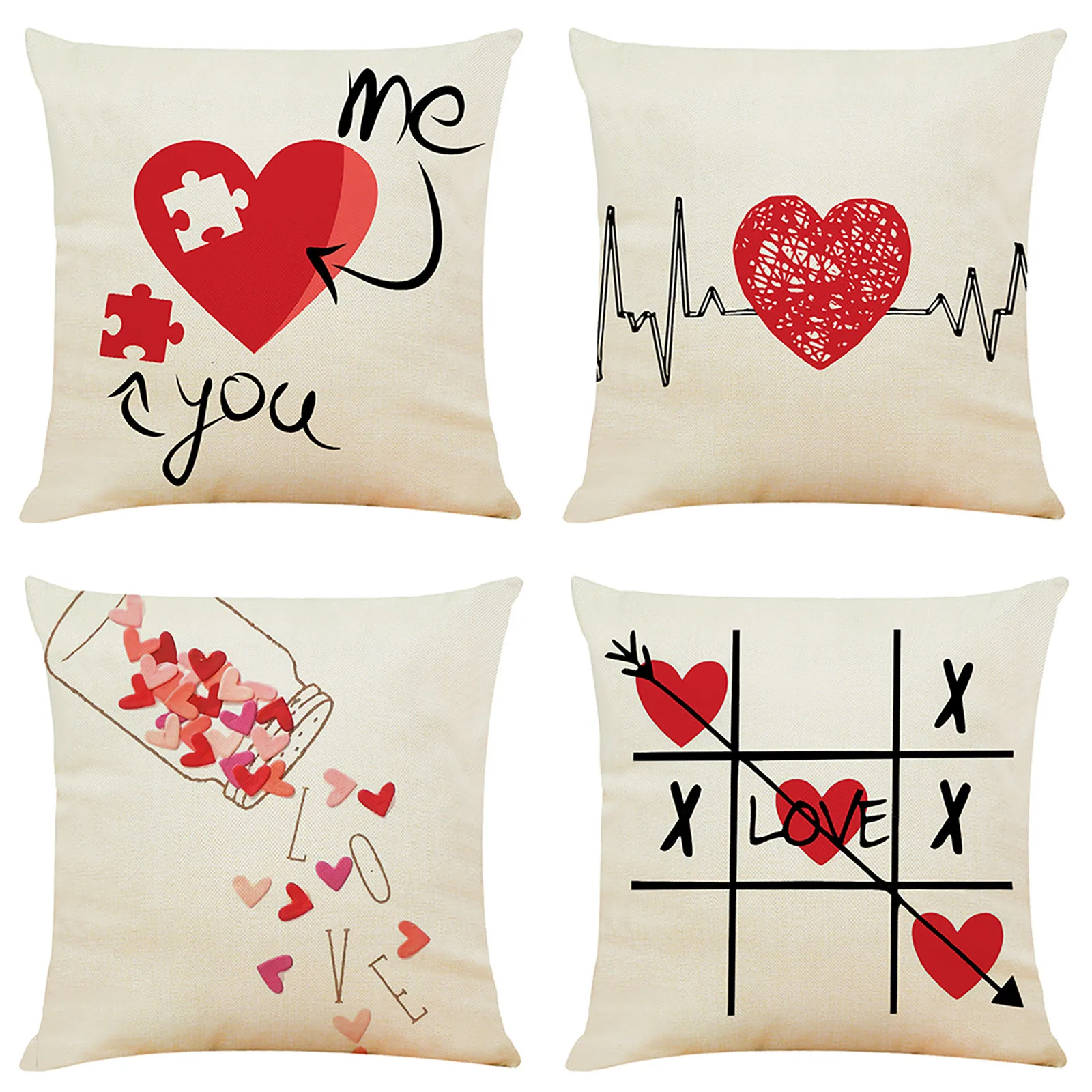 

Чехол для подушки в виде сердцебиения на День святого Валентина