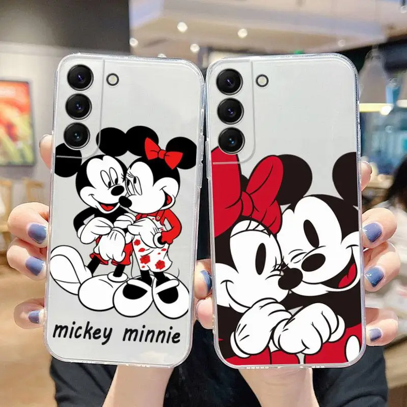 

Mickey And Minnie Phone Case For Samsung Galaxy S22 S21 Ultra S20 S30 FE S8 S9 S10 5G Plus Lite Soft Transparent Cover