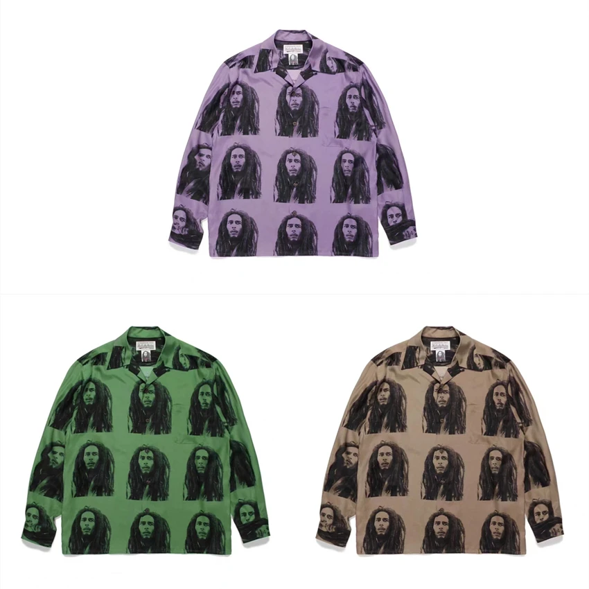 

Гавайская рубашка WACKO MARIA с длинным рукавом, мужская и женская рубашка 1:1, лучшее качество, повседневные рубашки