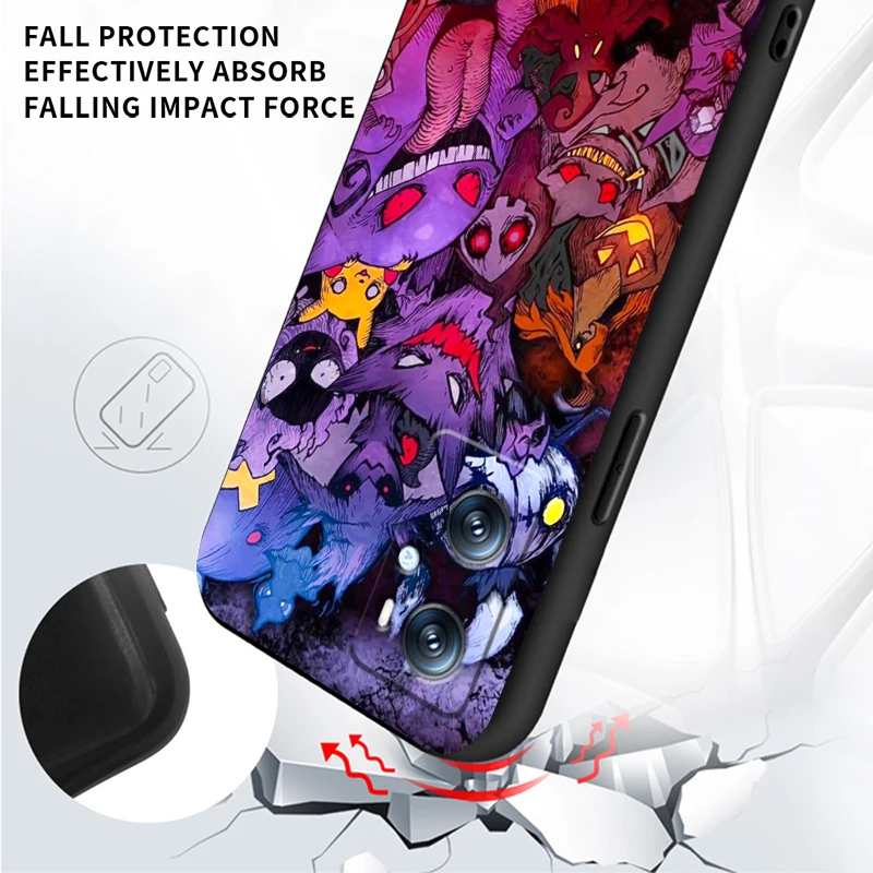 P-Pokemons G-Gengguis мультфильм для OPPO Find X6 X5 X3 A54S A5 A94 A16 A53S A57 A74 A72 A98 A78 A96 A9 5G черный мягкий