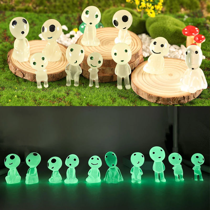 

1Pc Luminous Tree Elf Ornament Cartoon Alien Doll Micro Landscape Decoration Dollhouse Garden Miniature Toy