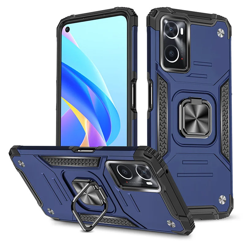 

For OPPO A36 A76 Case Armor Shockproof Car Magnetic Metal Ring Stand Holder Phone Cases For OPPO A54 4G A94 Silicone Back Cover