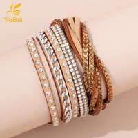 2pcs leather bracelet for women 2022 tennis bracelets diamond jewelry for women personalized free shipping items