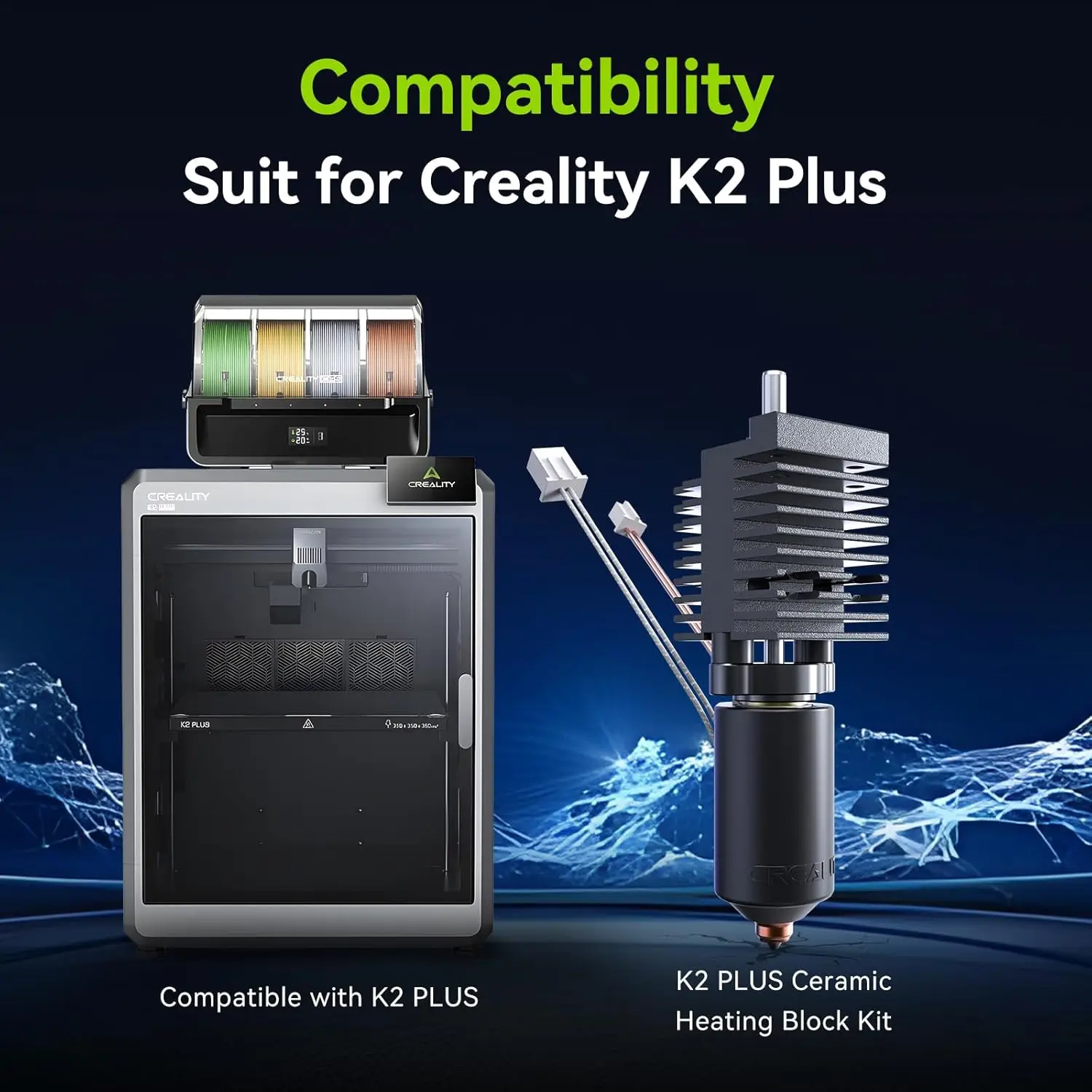 Официальный комплект аксессуаров Creality K2 Plus Hotend — керамический нагревательный блок, быстросменная насадка Unicorn, цельнометаллические встроенные конструкции (art.: 3920d3fcda0a3) - 3920d3fcda0a3