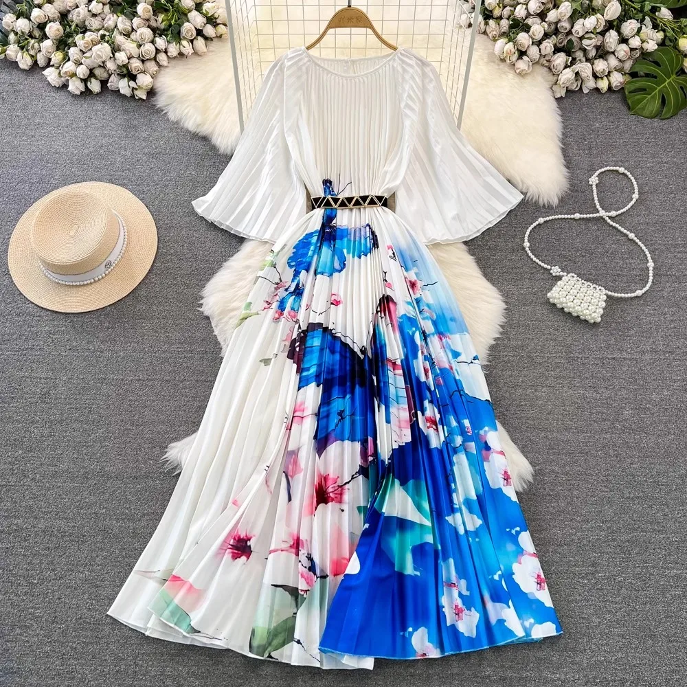 Женское пляжное платье с леопардовым принтом плиссированное контрастных цветов