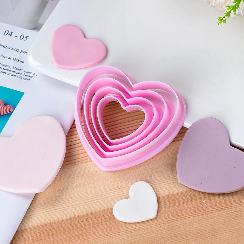 

4pcs Love shape fondant stamping mold lettering cutting mold cake decoration decoration t printing biscuit baking mold