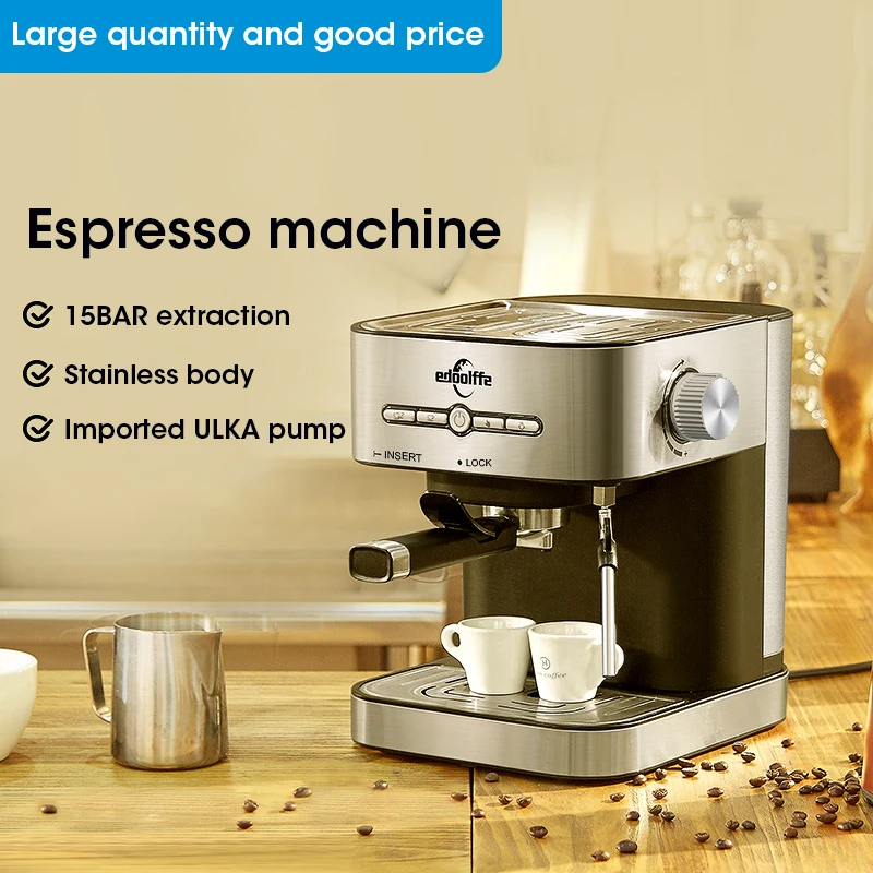 

15 Bar Pressure Extraction Espresso Coffee Machine 950W 220V Steam Milk Frother Semi-Automatic Small Coffee Maker For Home Offic