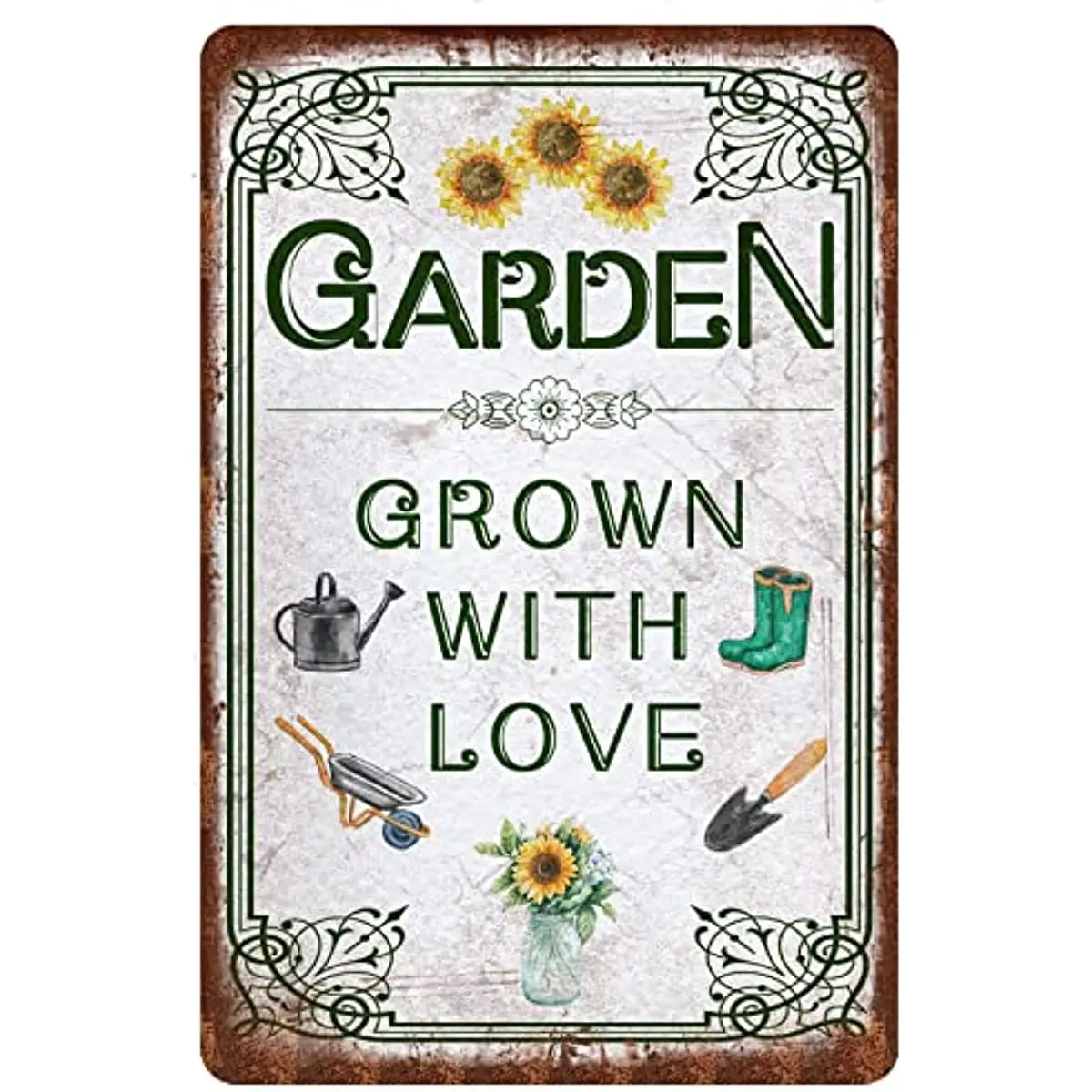 

Gardening Metal Tin Sign Garden Grown With Love Poster Painting Vintage Farm Home Bar Club Kitchen Garage Wall Decor Retro