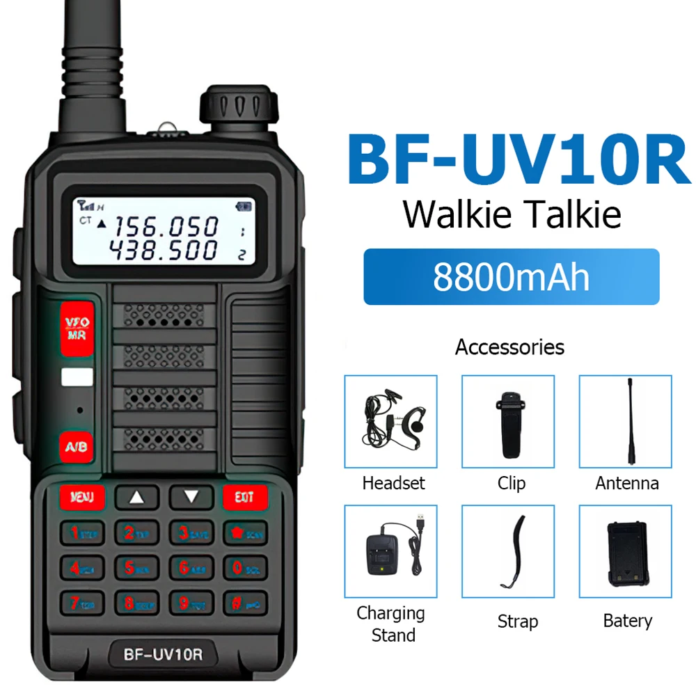 For BaoFeng UV-10R Walkie Talkie Handheld Radio Transceiver Portable Mini Handheld High Powerful Walkie Talkie for Outdoor
