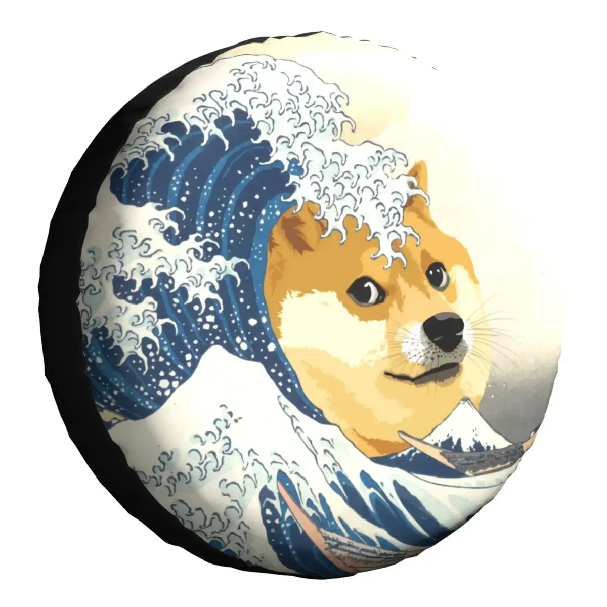 Чехол для запасного колеса Dogecoin Wave Kanagawa универсальный подходит Jeep Mitsubishi Pajero Shiba Inu
