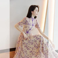 2022 wedding party cheongsam oriental evening dress chinese traditional women flower qipao lace chinese dress party dress qipao