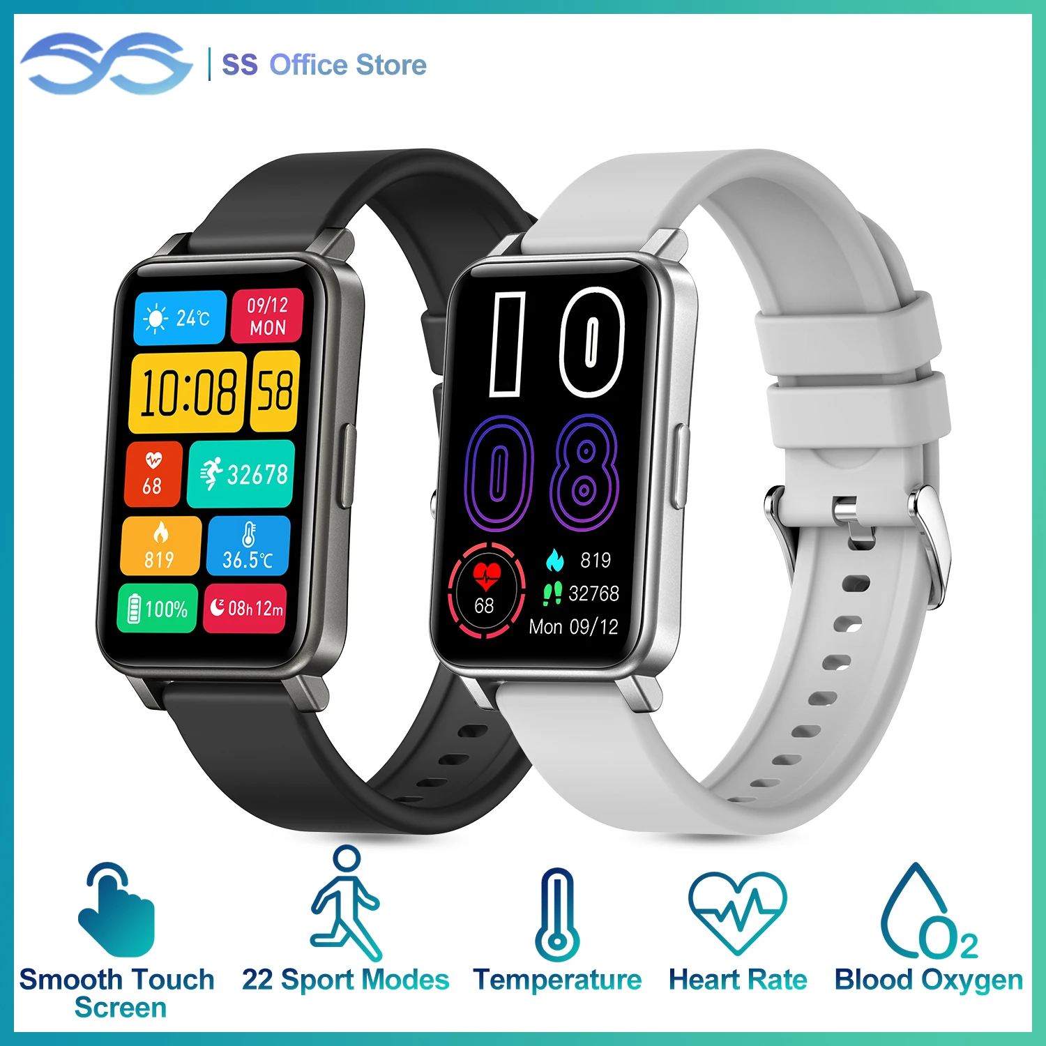 

ZX28 Smart Band Rectangle Men 200*320 1.57'' Screen Smart Watch Waterproof IP68 Sport Smartwatch Woman Heart Rate Temperature