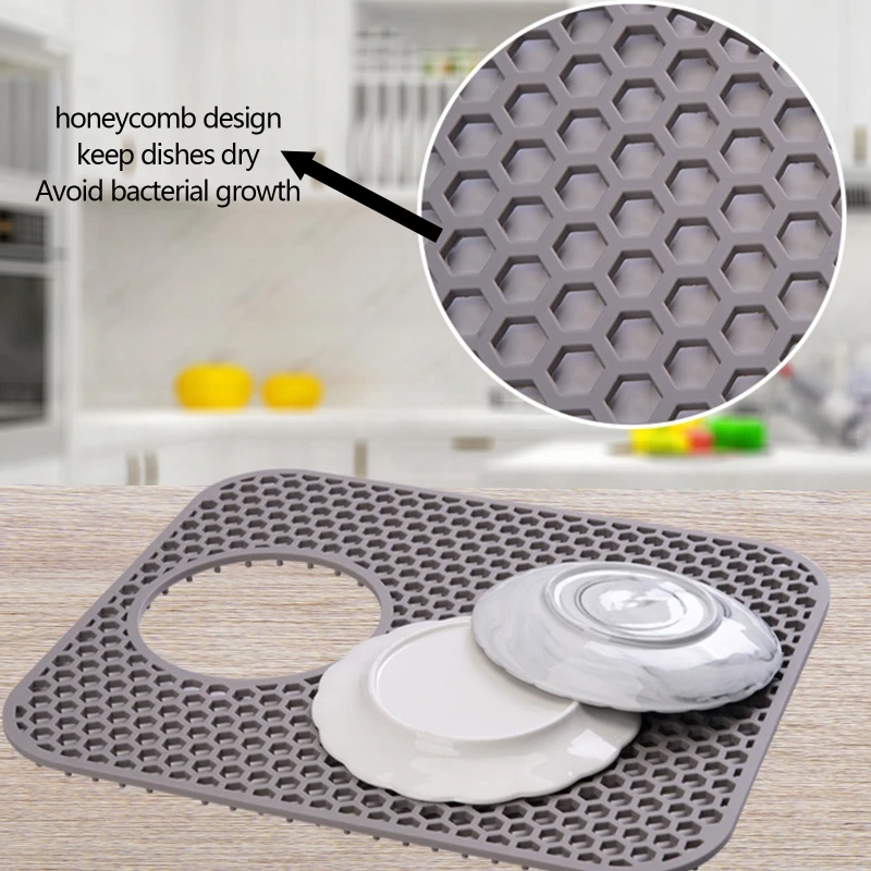 

Kitchen Sink Protector Mat Heat Resistant Silicone Sink Mat Non-slip Drain Pad Sink Divider Mat Grid Accessories