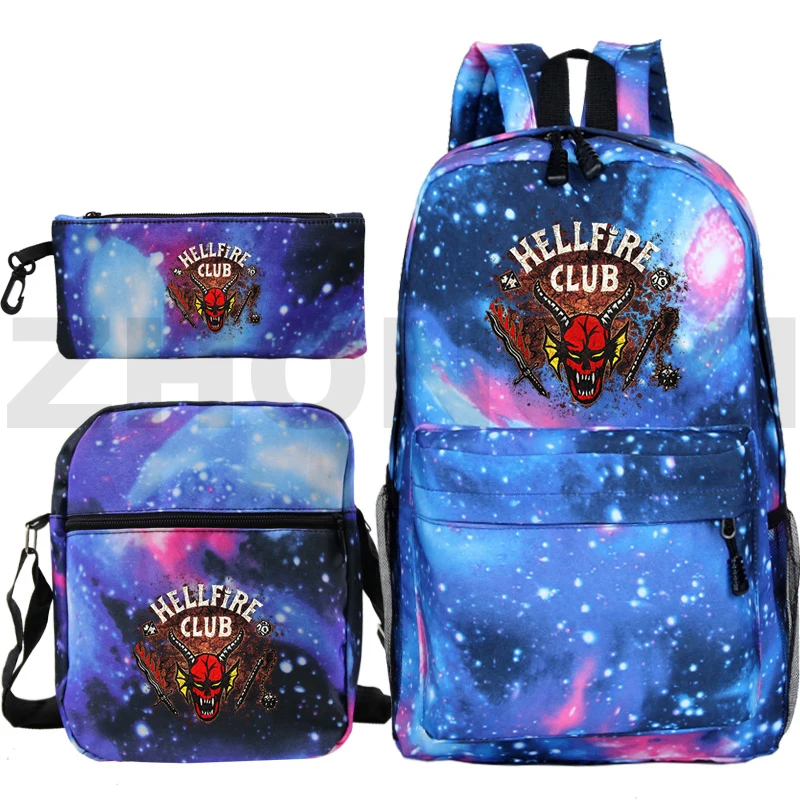 

Elementary School Bags Anime Print Hellfire Club Stranger Things Season 4 Backpack 3 Pcs/Set Travel Outdoor Sport Canvas Bookbag