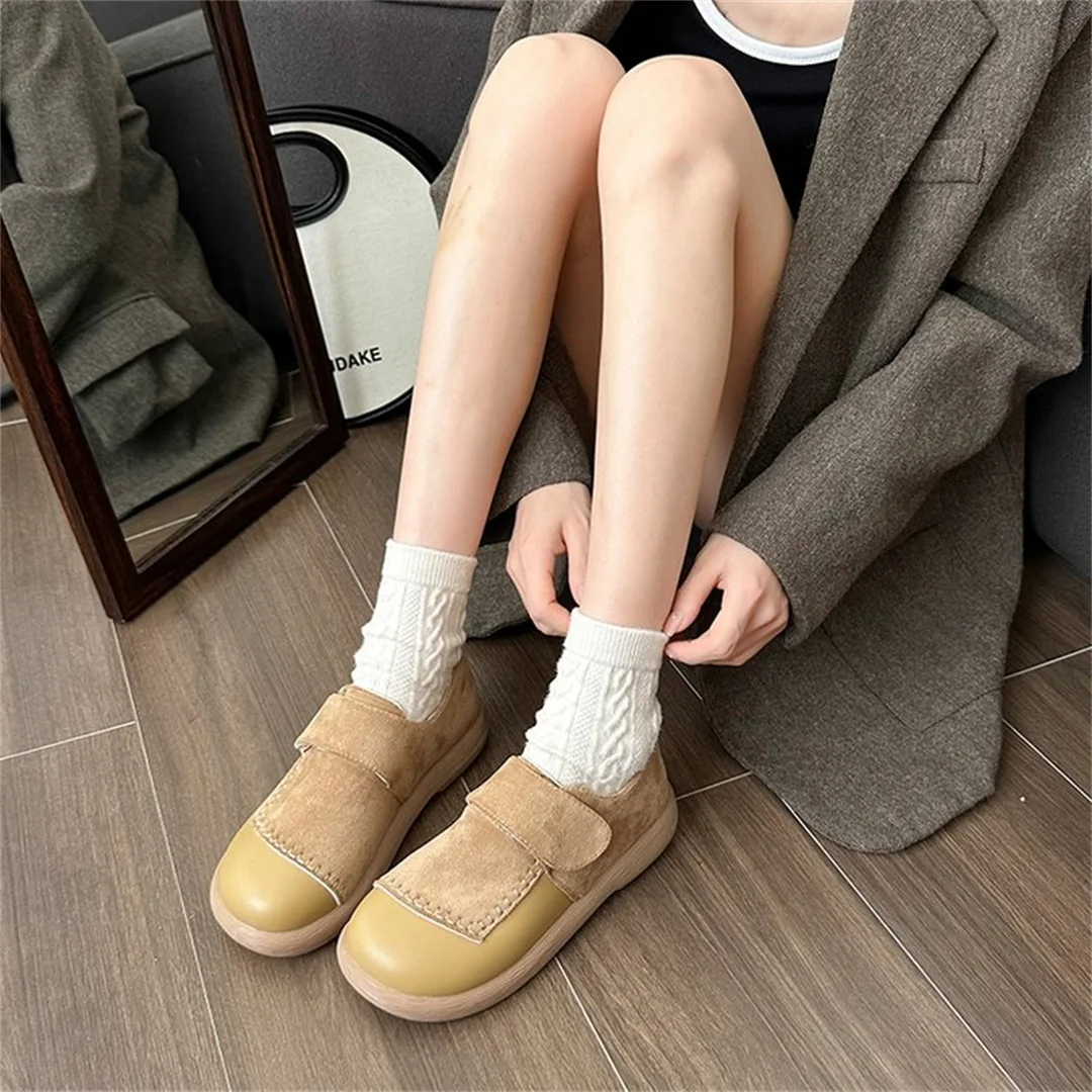 Khaqi Женские туфли на низком квадратном каблуке с круглой головкой осенняя