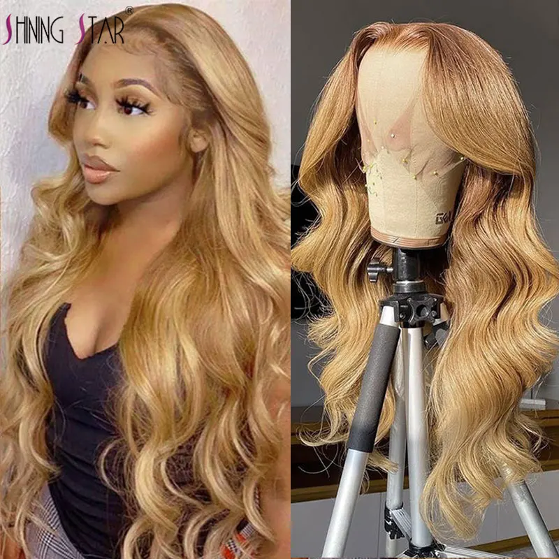 Honey Blonde Lace Front Wig Human Hair 13X4 Body Wave Lace Front Wigs Malaysian Remy Curly Hair Hd Transparent Lace Frontal Wig