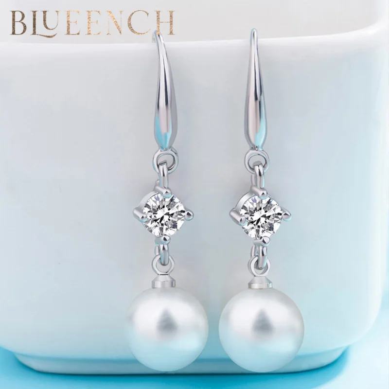 

Blueench 925 Sterling Silver Zircon Pearl Earrings Are Suitable For Ladies To Propose Wedding Party Fashion Charm Jewelry
