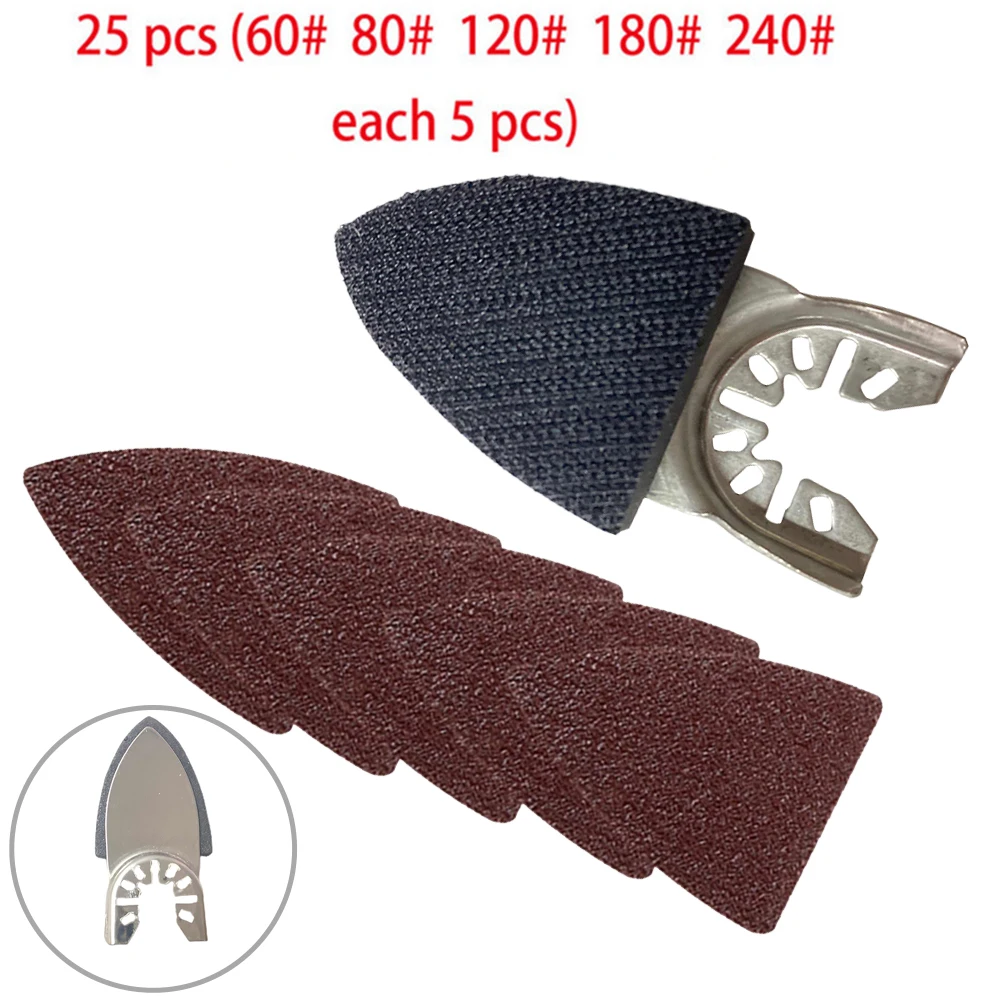 

25pcs Triangle Sanding Disc Sheet Sand Paper Pad Set For Fein Oscillating Tool