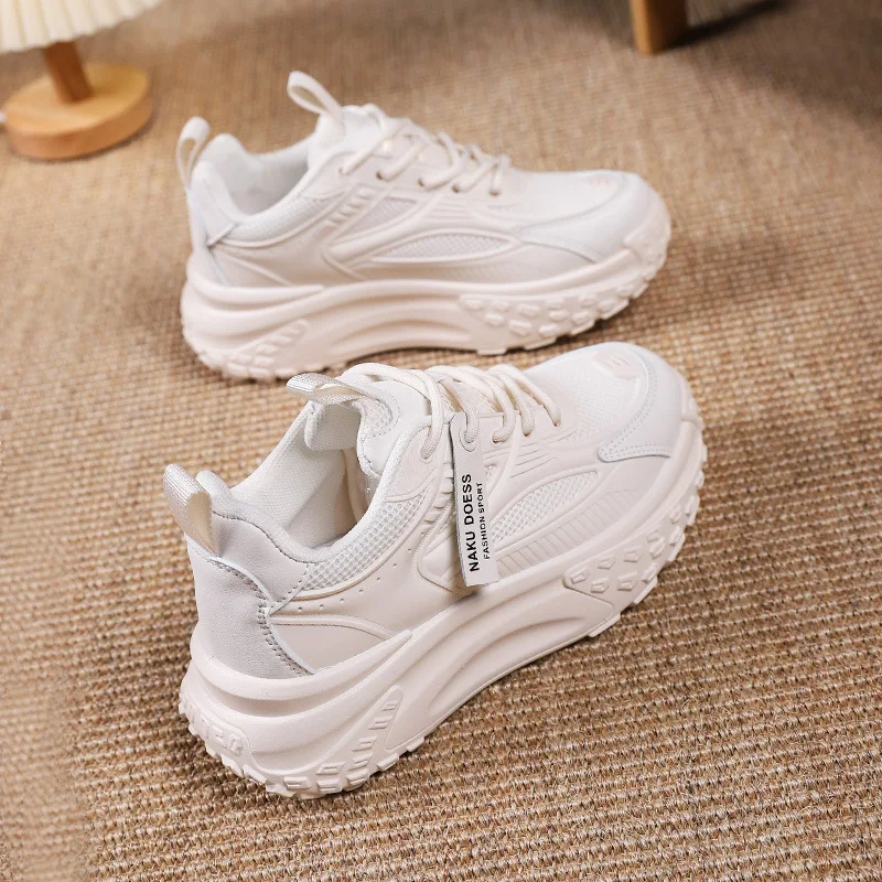 Women's sports shoes 2023 summer mesh women's shoes breathable shoes thick bottom increased sports casual shoes women's tennis