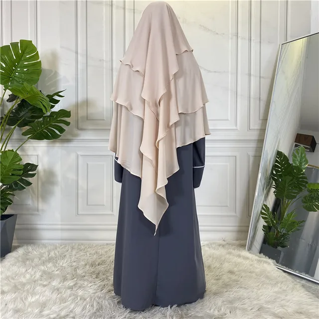 New Design Middle Eastern Elegant Loose Fit Islamic Long Prayer Khimar Hijab For Muslim Women 3