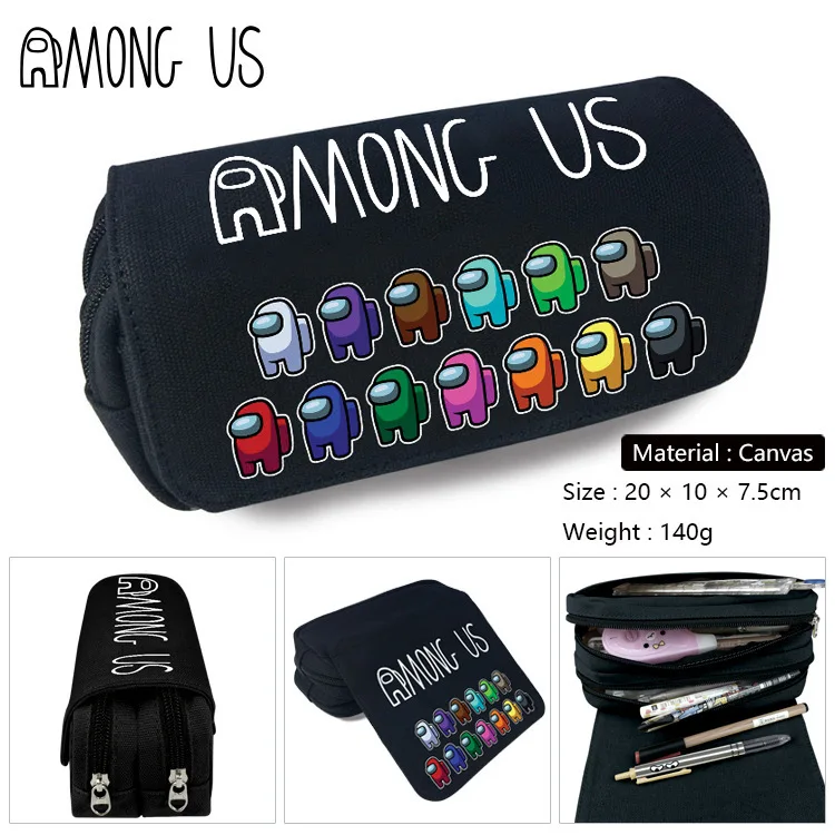 

Among Us Game Peripheral Student Stationery Box School Supplies Canvas Zipper Pen Bag Pencil Case Wallet Storage