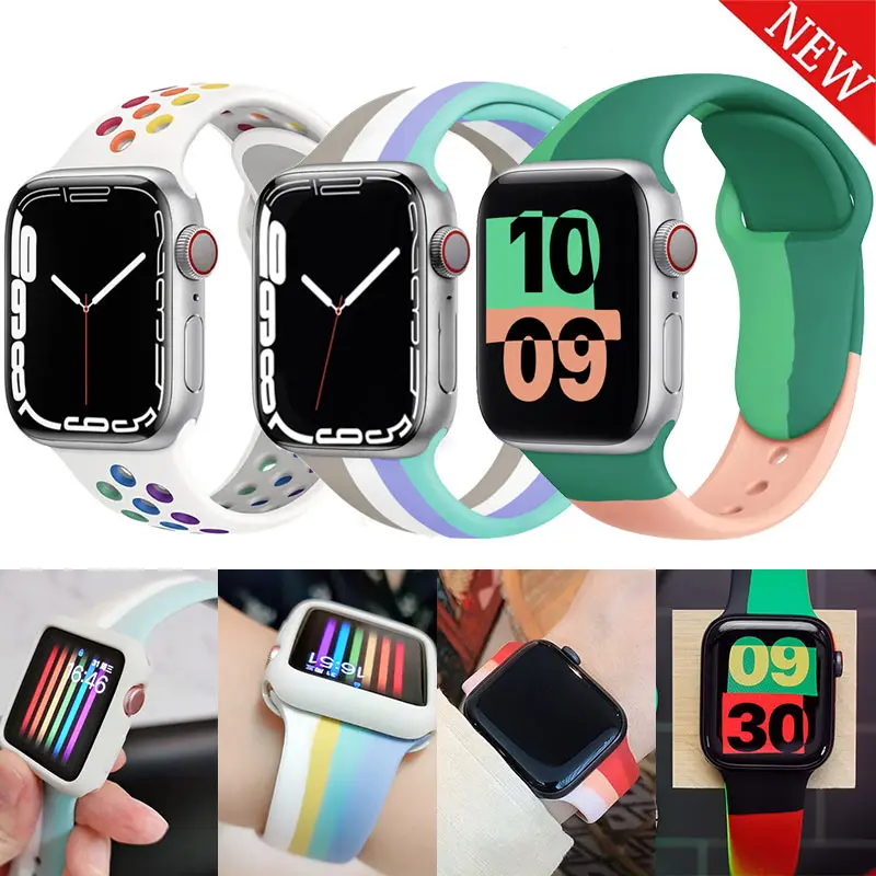 Ремешок силиконовый для Apple Watch Band 40 мм 44 2022 цветов iWatch 3/4/5/6SE 7 watch band 42 41 45 38 |
