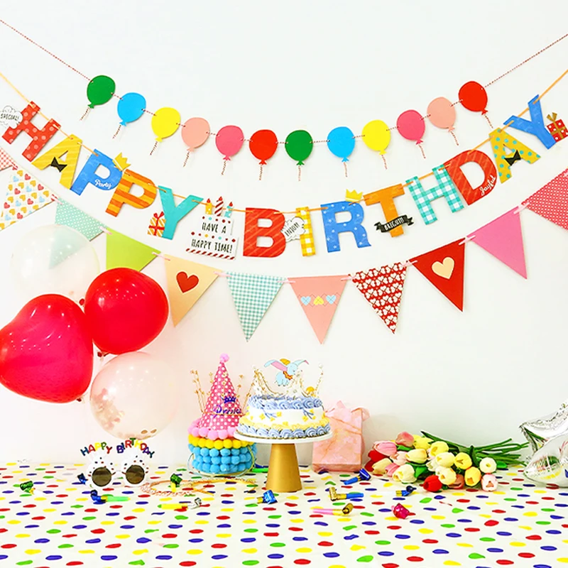 

Multi Style Happy Birthday Banner Flags Ballons Bunting Banners Garlands For Birthday Party Home Garden Decorations