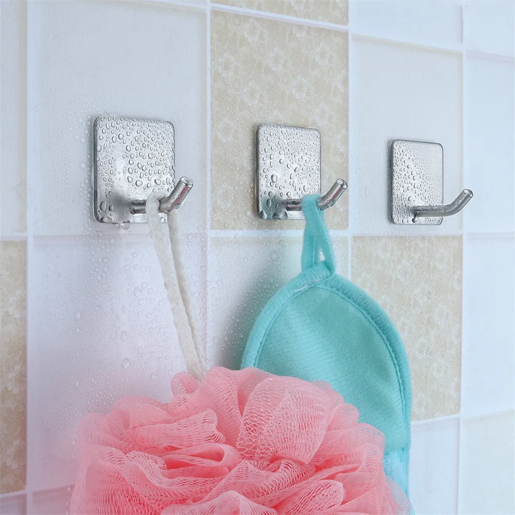 

4pcs Wall Mounted Hook Coat Hangers Heavy Duty Sticker Bathroom Kitchen Organizer
