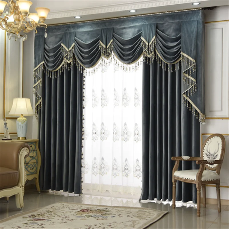 

Modern Retro Curtains for Living Room Pure Color Curtain Bedroom Tassels Dutch Velvet Cortina High Shading Drapes Home Custom