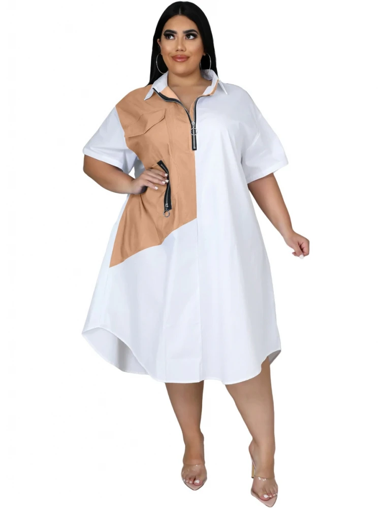 

Женское платье с отложным воротником, коротким рукавом, до колена, в богемном стиле, большие размеры 4XL 5XL, весна-лето 2022