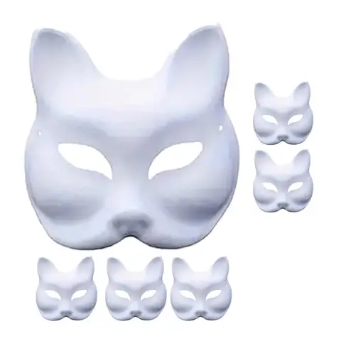 DIY чехол для лица для детей, белые маскарадные маски, поделки «сделай сам», маскарадная бумажная маска, реквизит для косплея, маскарадные маски для кошек