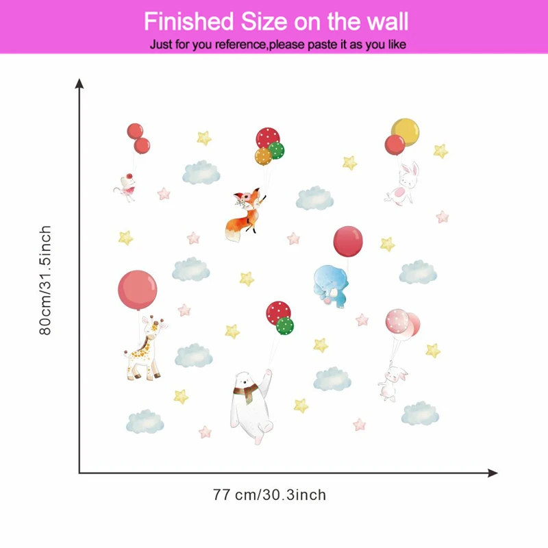 Мультяшный Жираф лиса кролик воздушный шар планшетофон наклейки на стену для