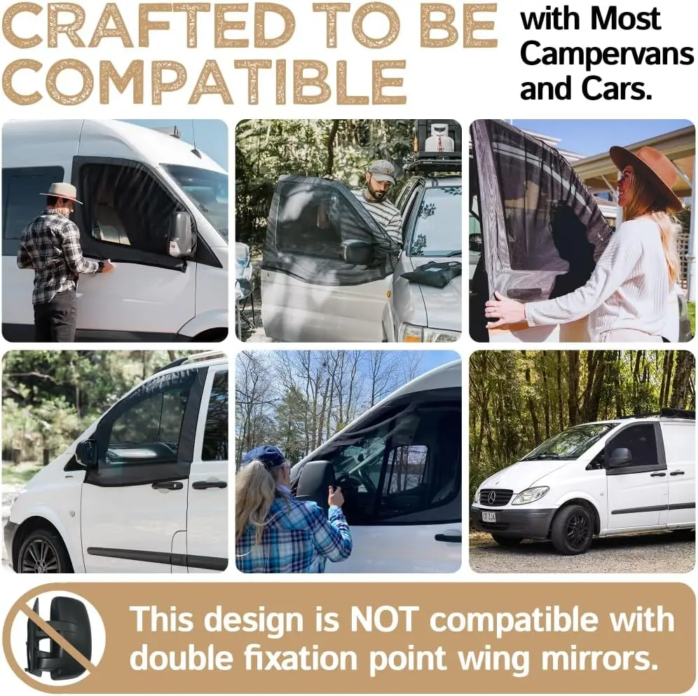 Фото Для Sprinter, Metris, Transit, Promaster: 2 шт. универсальных сеток от насекомых для окон автодомов, пара сеток от насекомых для передних дверей, автомобильные аксессуары. №5