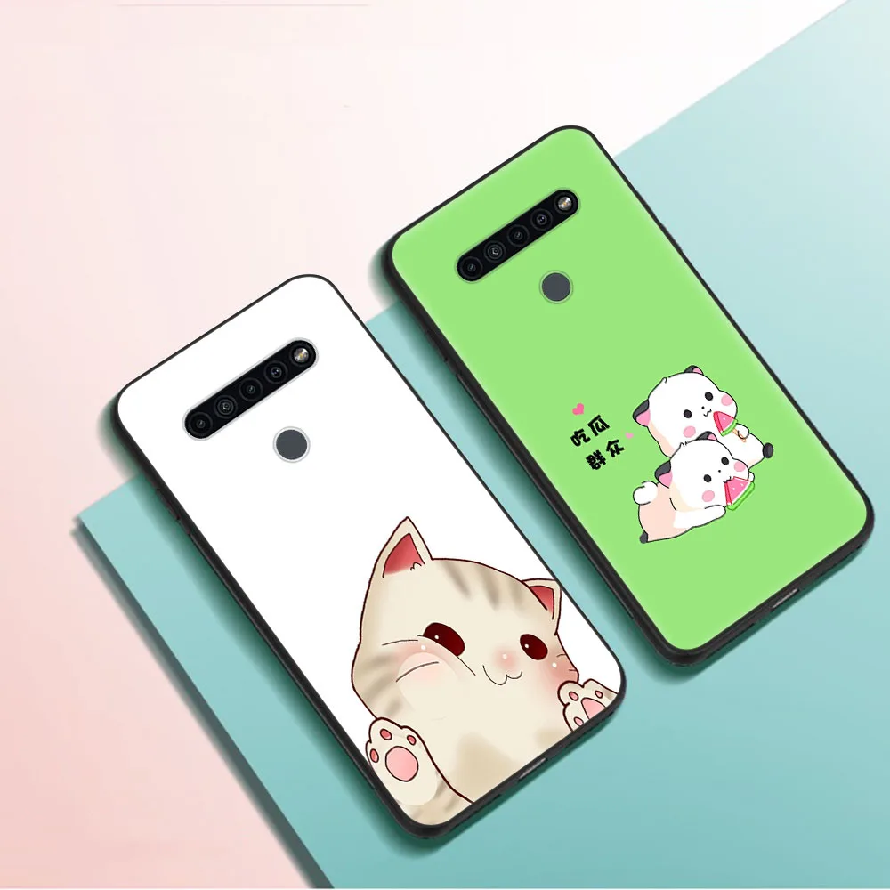 Черный Защитный чехол для VIVO Y30 Y50 Y53 Y55 Y55S Y69 Y71 Y81 Y81S Y81I Y93 Y95 панда Кот динозавр