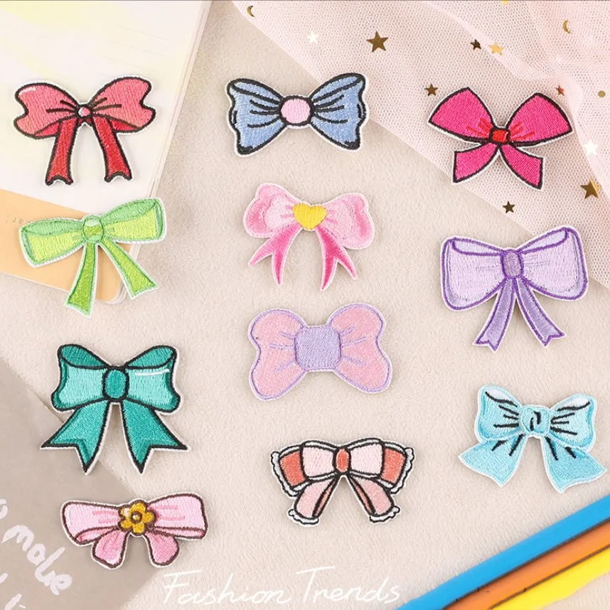 

10 шт., вышитые нашивки с бантом