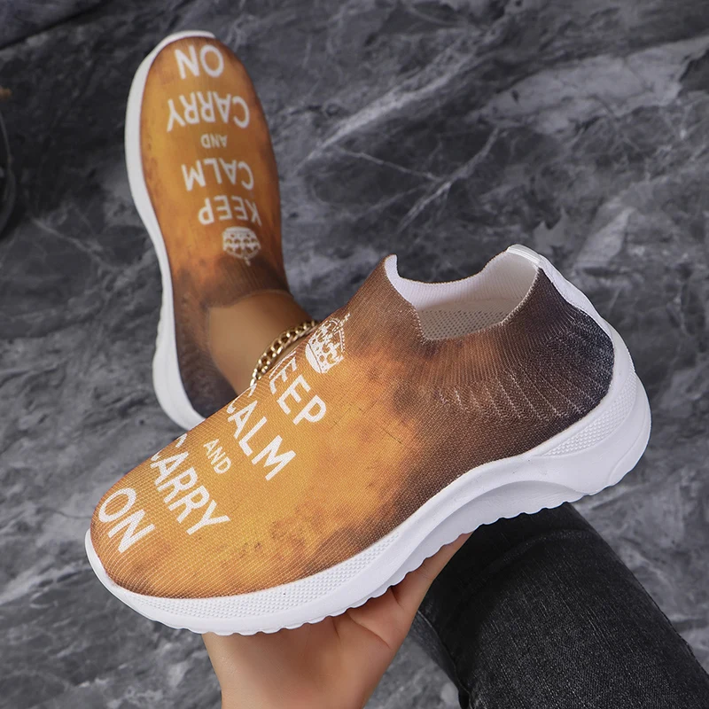 Женские Дышащие Вязаные Кроссовки На Платформе Удобная Повседневная Обувь Без