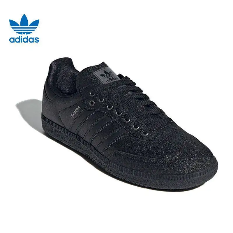 Фото Кроссовки Adidas KI6265 All Black Retro для женщин, полностью черные, легкие, удобные, с резиновой подошвой, для повседневной носки и скейтбординга №4